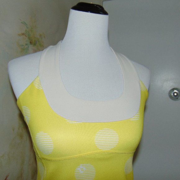 lululemon Yellow & White Polkadot Yoga Tank Top M - Picture 6 of 7